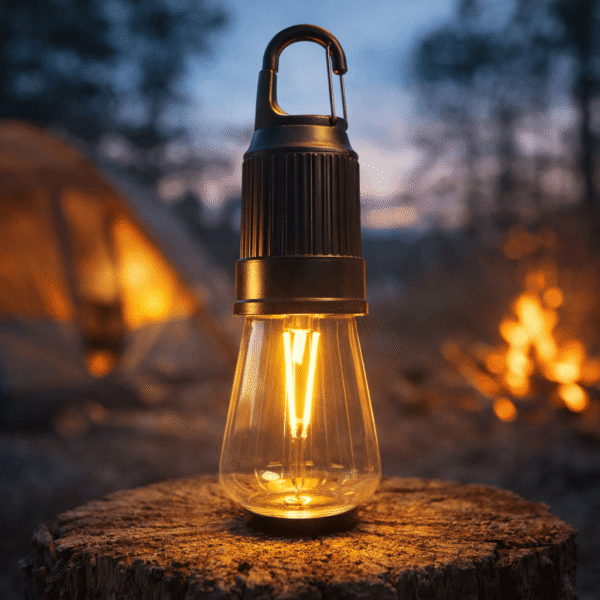 T02 Rechargeable Hanging Camping Bulb with Type C Charging Warm LED Light for Camping Emergency and Outdoor Use