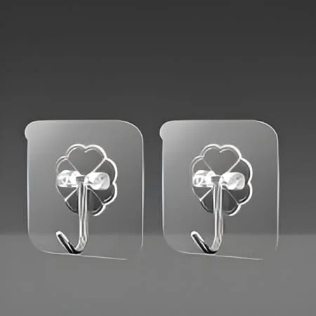Self Adhesive Wall Mount Hooks Set of 10 Pcs Strong Waterproof Transparent Hooks for Home Organization