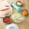 1.5L Manual Push Chopper with Stainless Steel Blades for Vegetables Fruits Herbs and Nuts